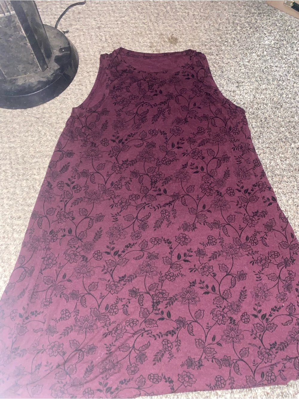 Avon Burgundy Floral-Print Sleeveless Midi Dress